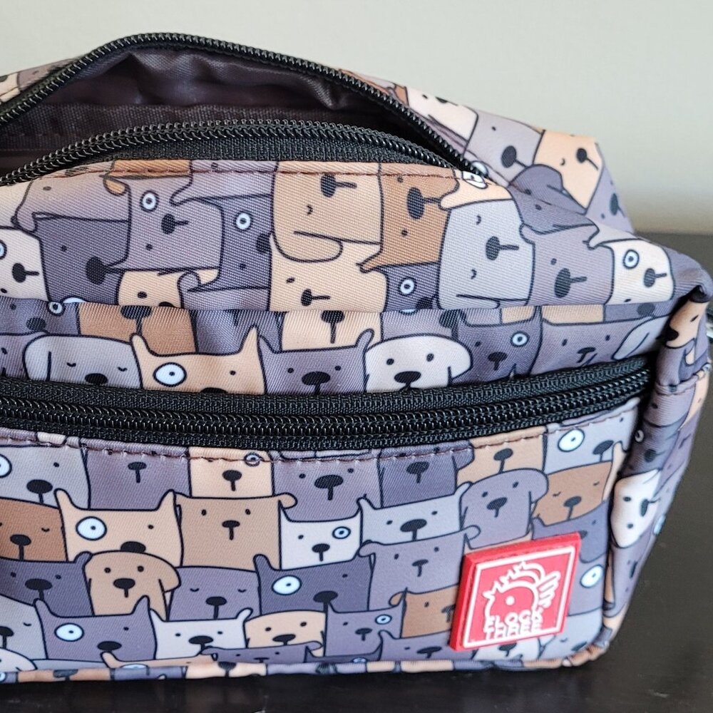 Flock Three Small Makeup Bag with Dogs Pattern